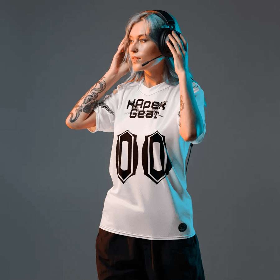 Sync - White - Recycled Unisex Sports Jersey - Black HApex Gear Black Logo product image (5)
