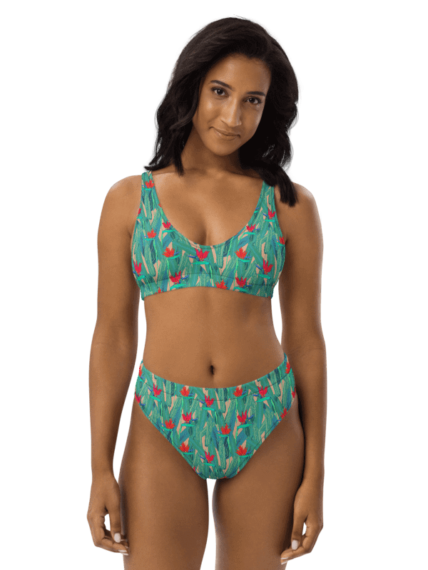 Tropical Garden Emerald Blush High-Waisted Bikini product image (3)