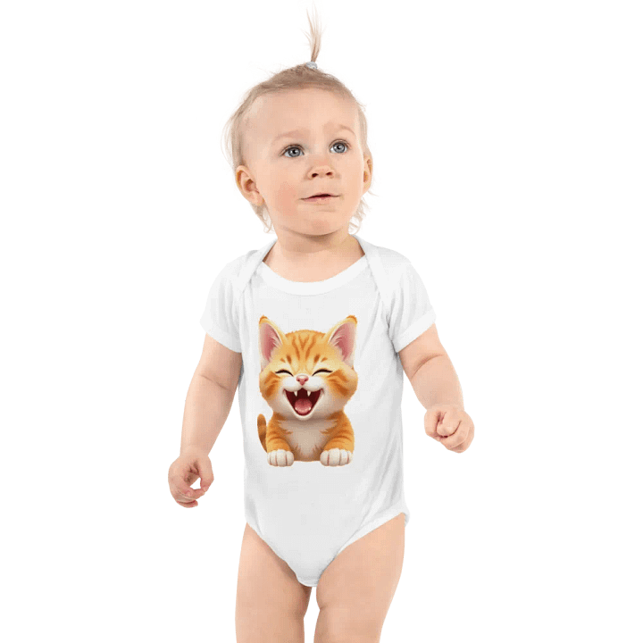 Laughing Kitten Cartoon Baby Bodysuit product image (1)