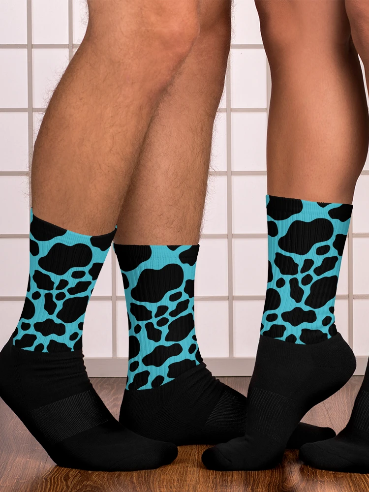 Cow Print Socks - Black & Blue product image (1)