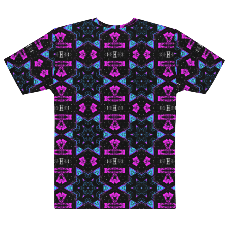 Abstract Pink, Turquoise and Black Repeating Star Pattern Men's T Shirt product image (9)