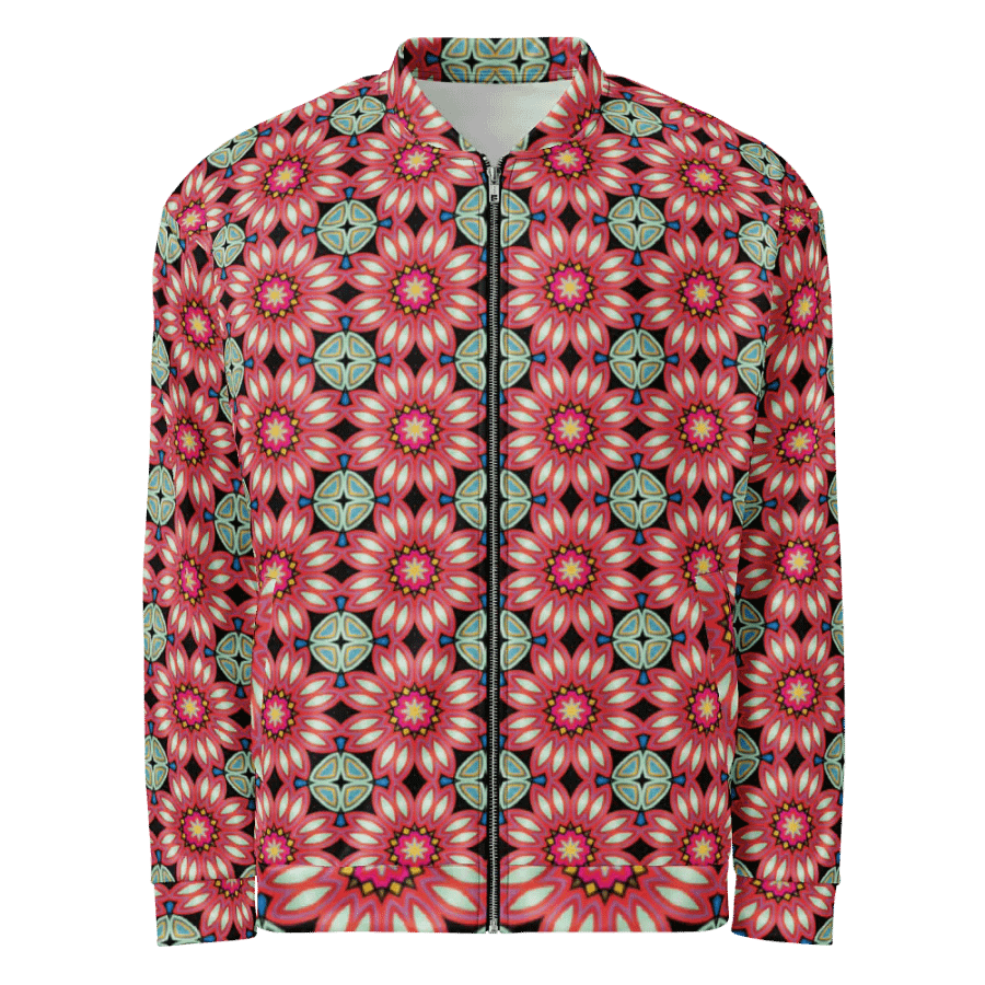 Fractal Batik Maroon Bomber Jacket product image (1)