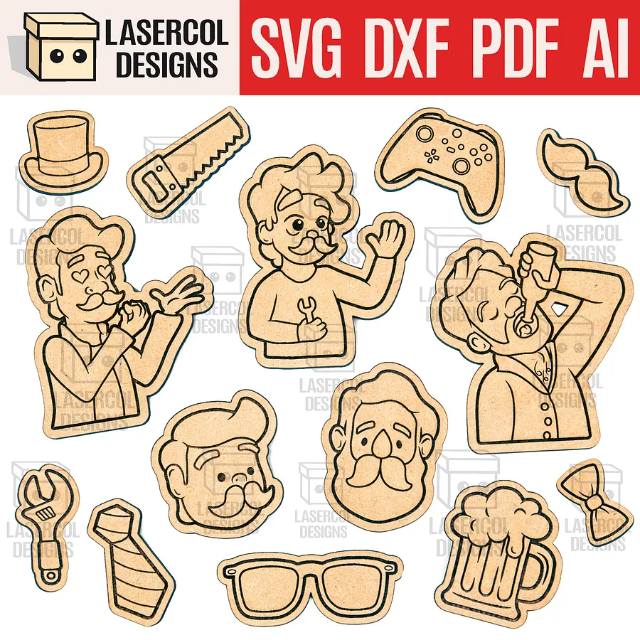 Father's Day Paint Kit DIY Cut Outs Set 1 - Laser Cut Files product image (1)