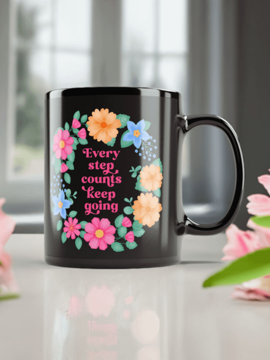 Every step counts keep going - Black Mug product image (7)