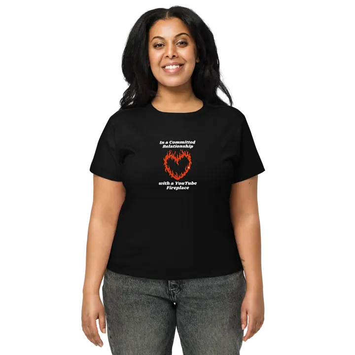 Flaming Heart - In a Committed Relationship with YouTube Fireplace | High Waisted Tee product image (2)