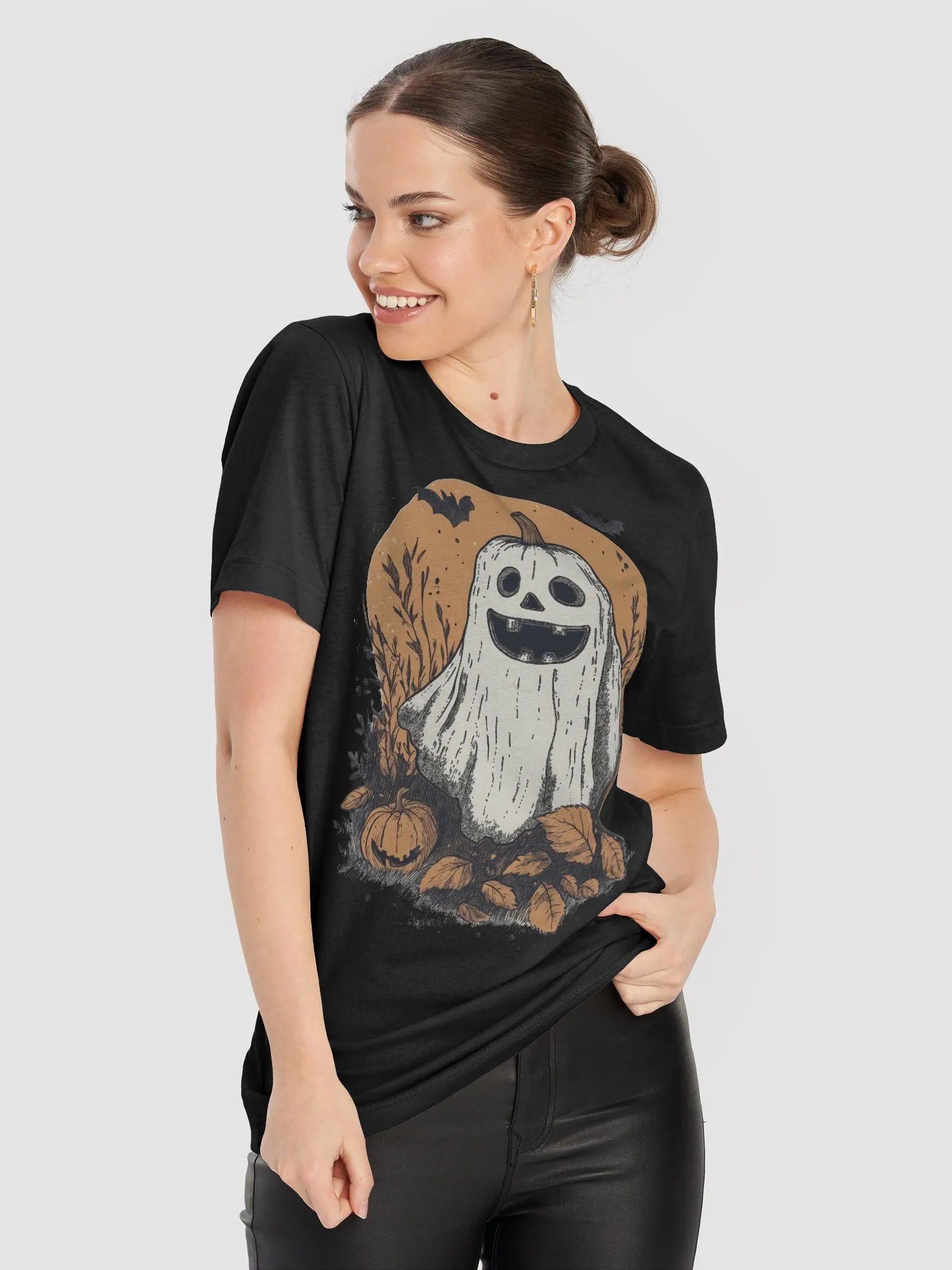 Pumpkin Patch Ghost (Black/White T-shirt) product image (8)
