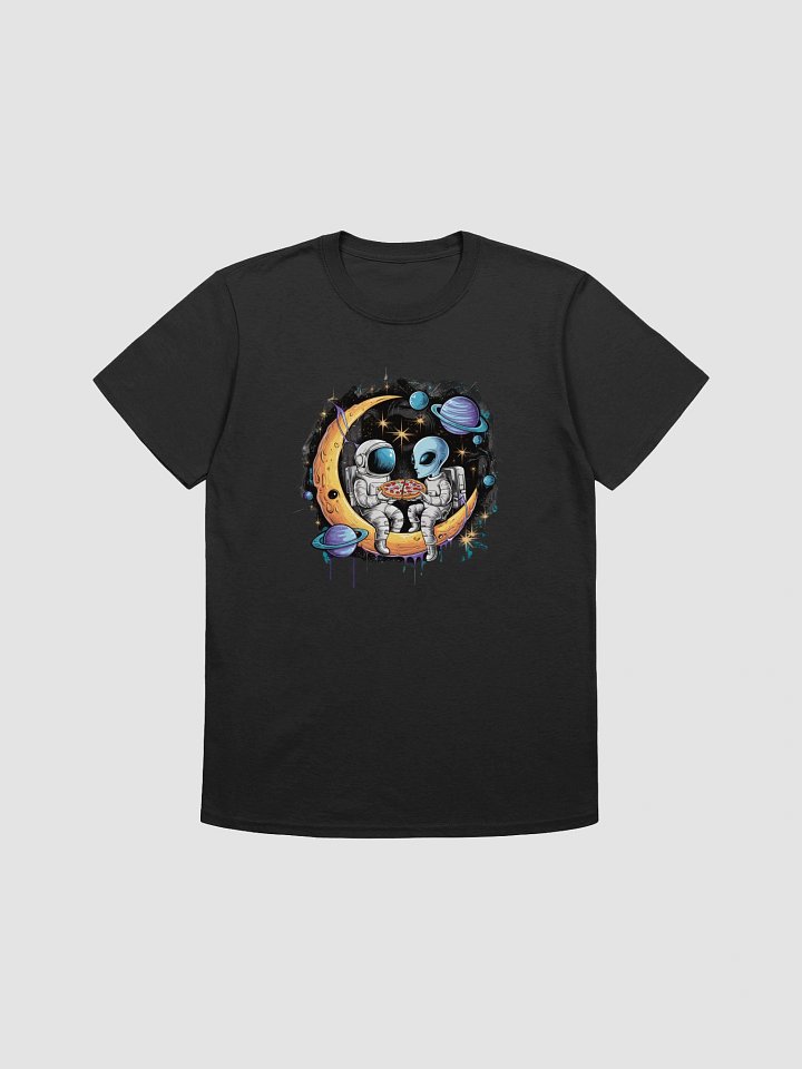 Space Pizza Party: Astronaut and Alien Enjoy a Slice on the Moon for Sci-Fi Lovers T-Shirt Hodies mens womens fit many item,color,size product image (1)