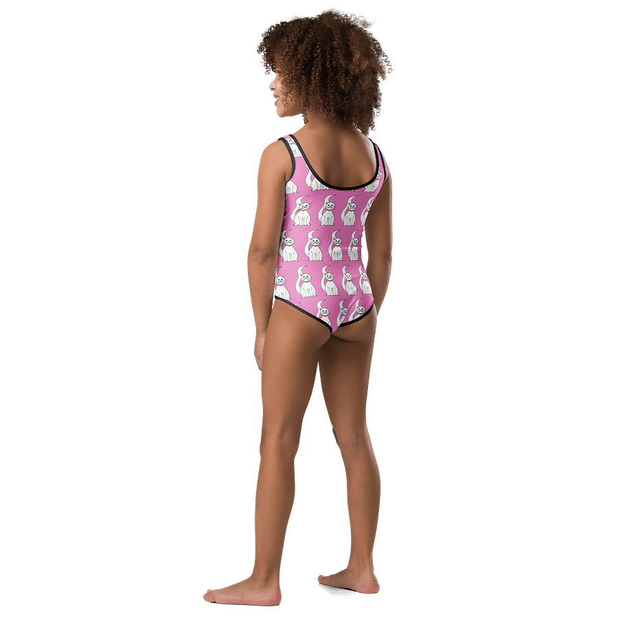 White Cat (art by Dina R.) akril painting picture - Kids Swimsuit product image (3)