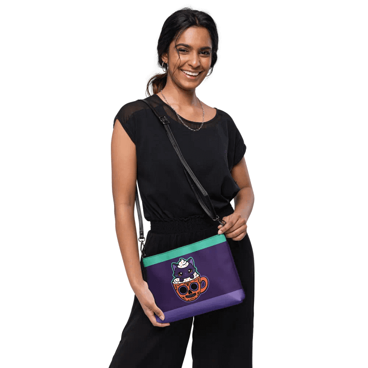 Sugar Skull Kitten Mug Flip-Sided Faux Leather Crossbody Bag product image (2)