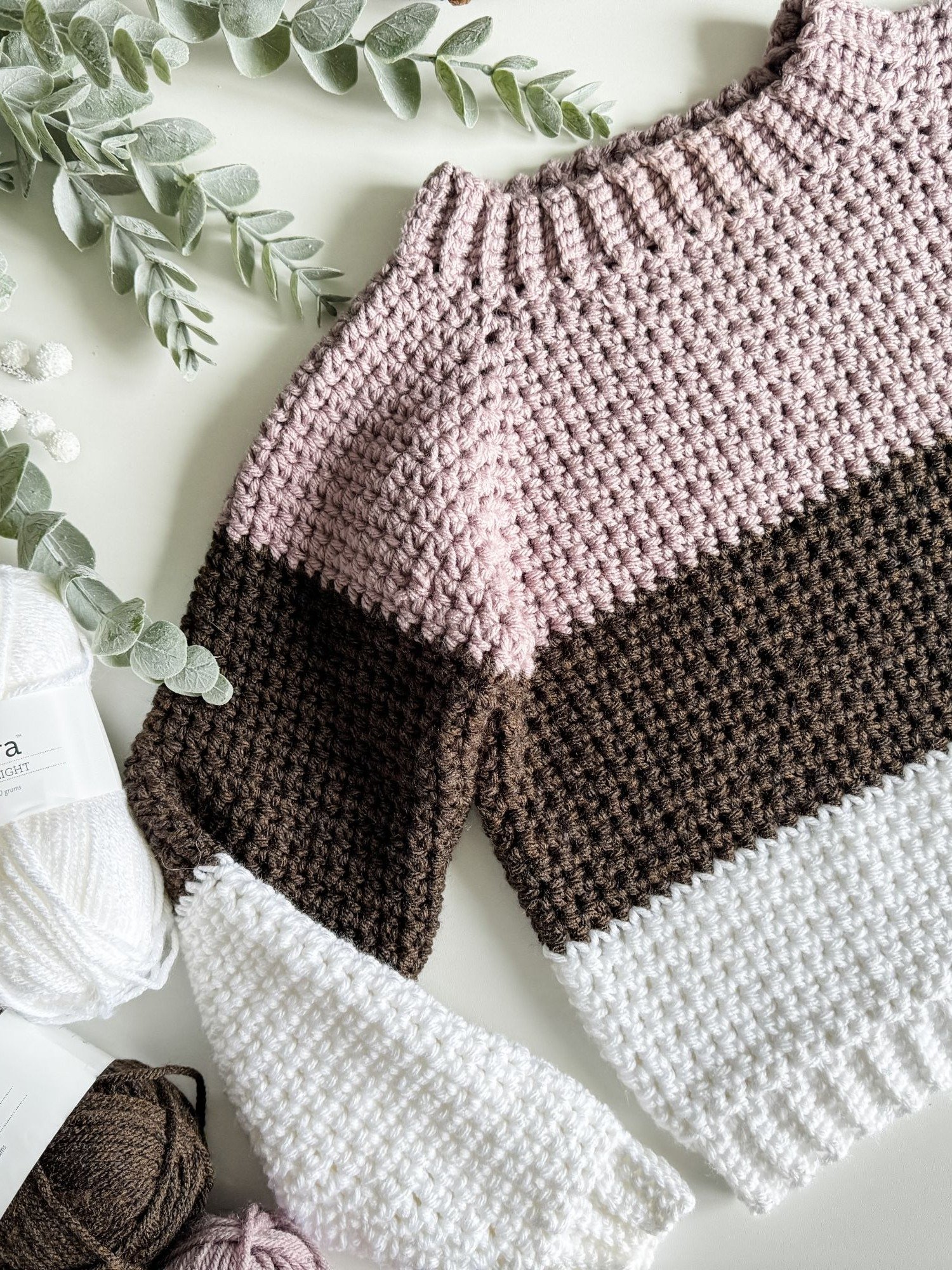Chunky Colour Block Pullover Crochet Pattern product image (4)