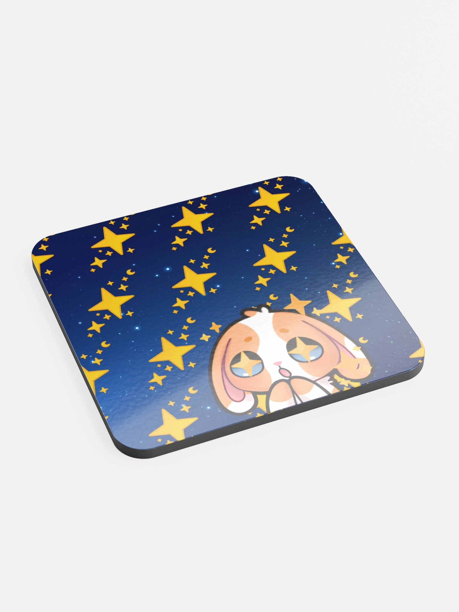 Starry-Eyed Bunny Glossed Cork Coaster product image (2)