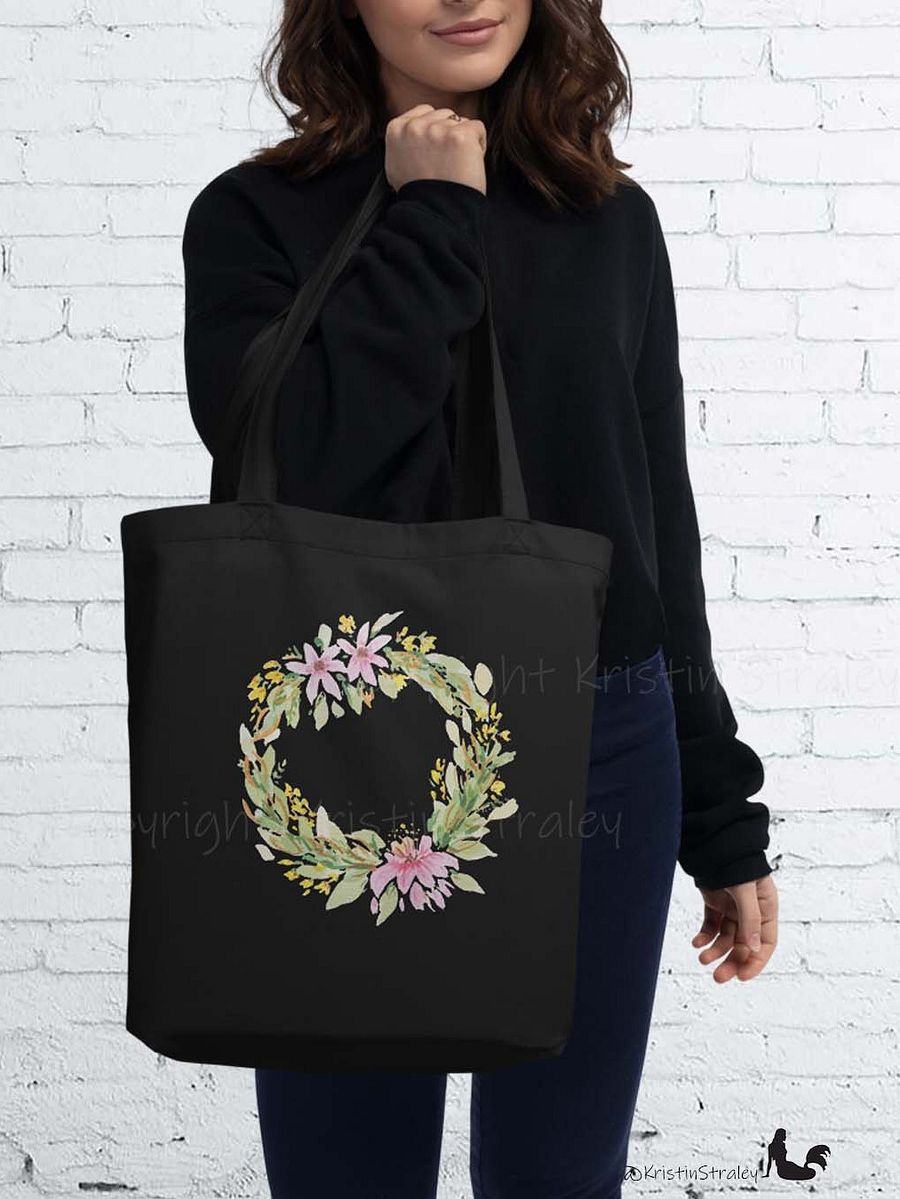 Floral Wreath Eco Cotton Tote Bag product image (6)