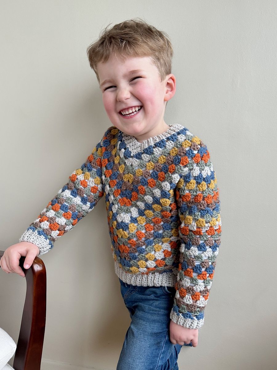 Child Granny Stitch Sweater Pattern | Sizes Newborn to 10 Years | Pdf Instant Download product image (5)