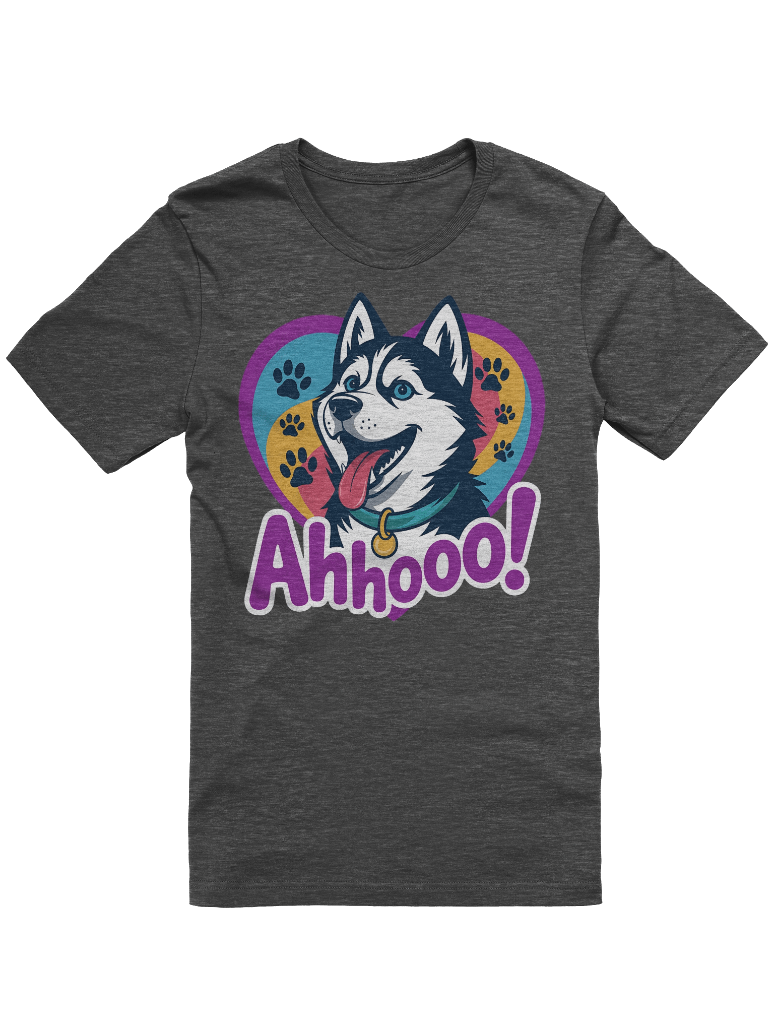 Ahhhooo! Husky Rainbow Heart T-Shirt product image (7)