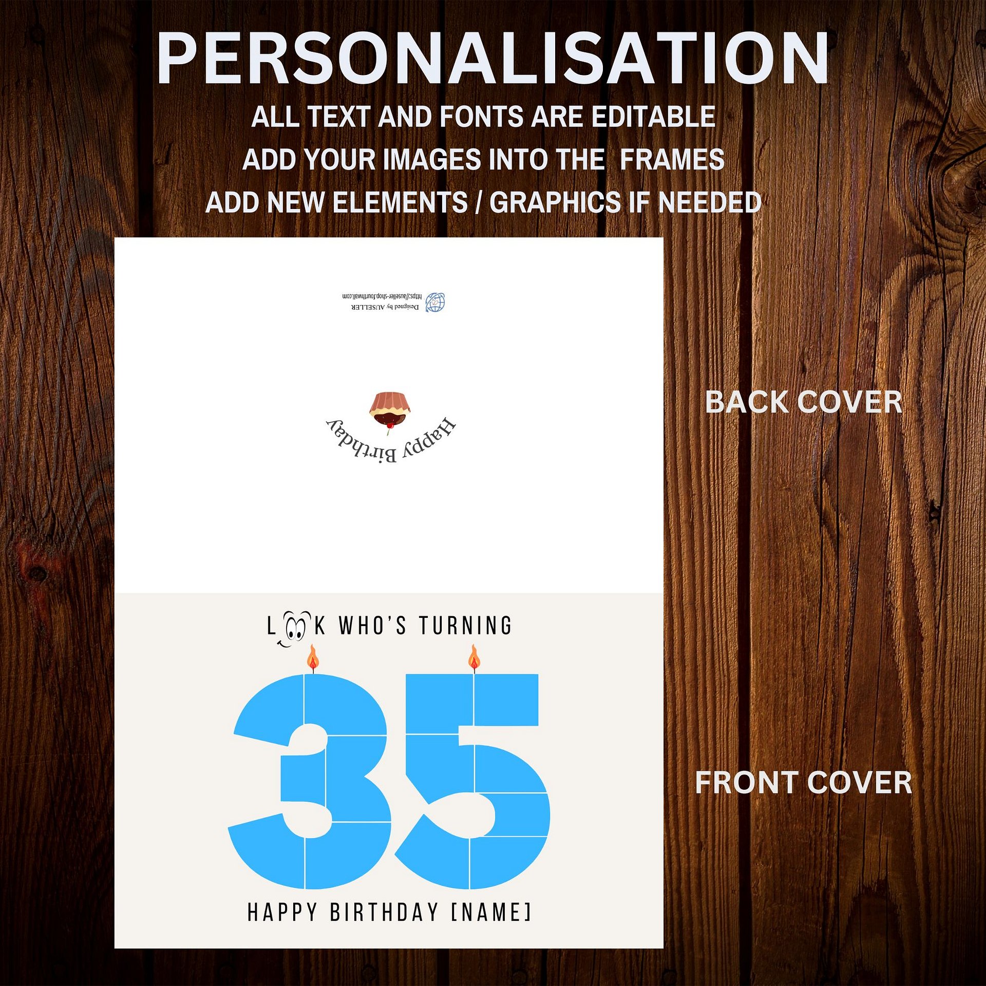 35th Birthday Number Photo Card Canva Template product image (5)