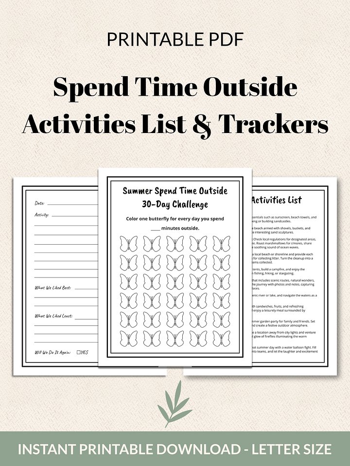 Spend Time Outside Activities List & Challenge Tracker Printable Bundle product image (2)