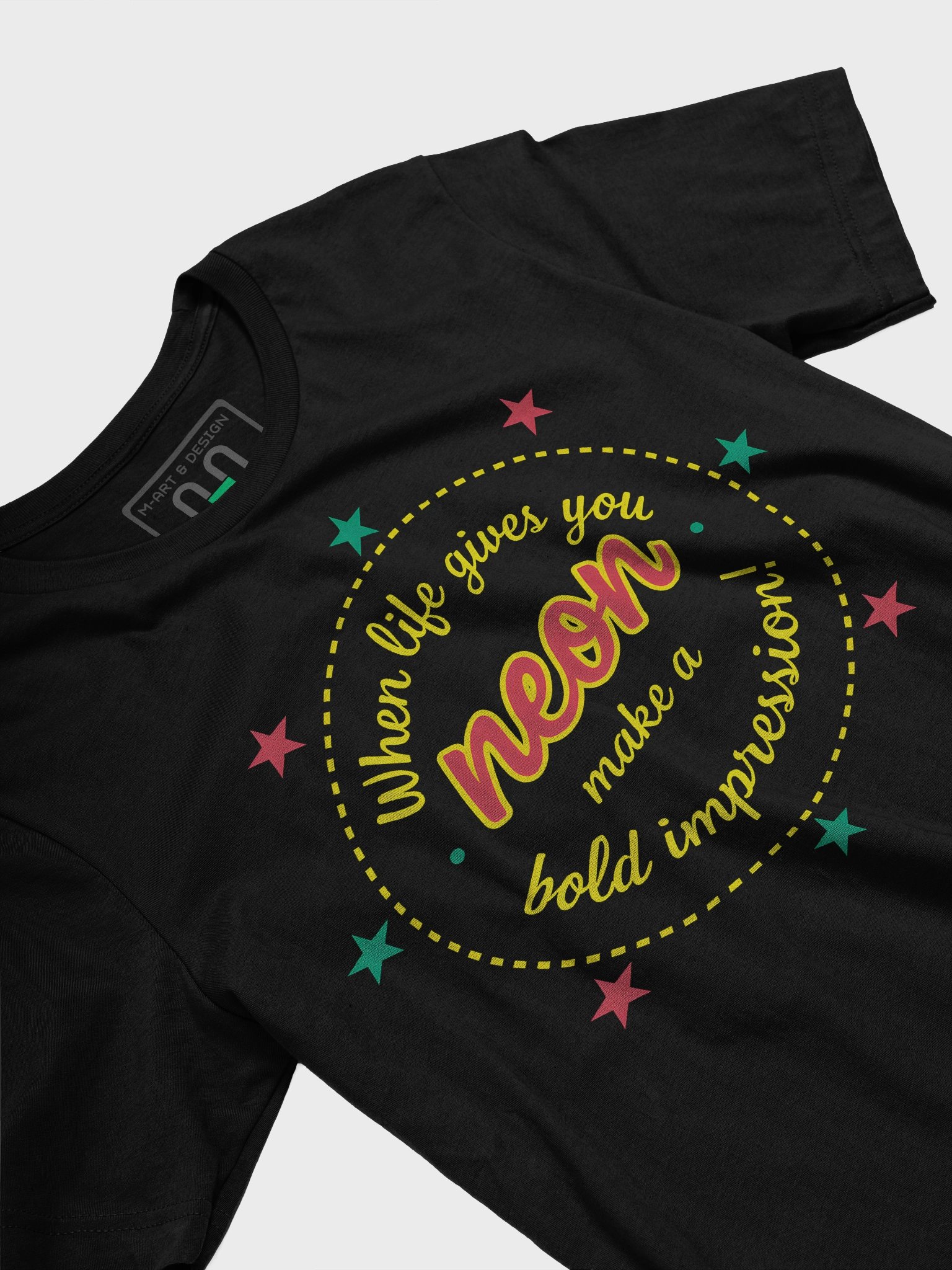 Bold Neon Circle – Motivational Shirt Art with Stars & Cursive Typography product image (22)