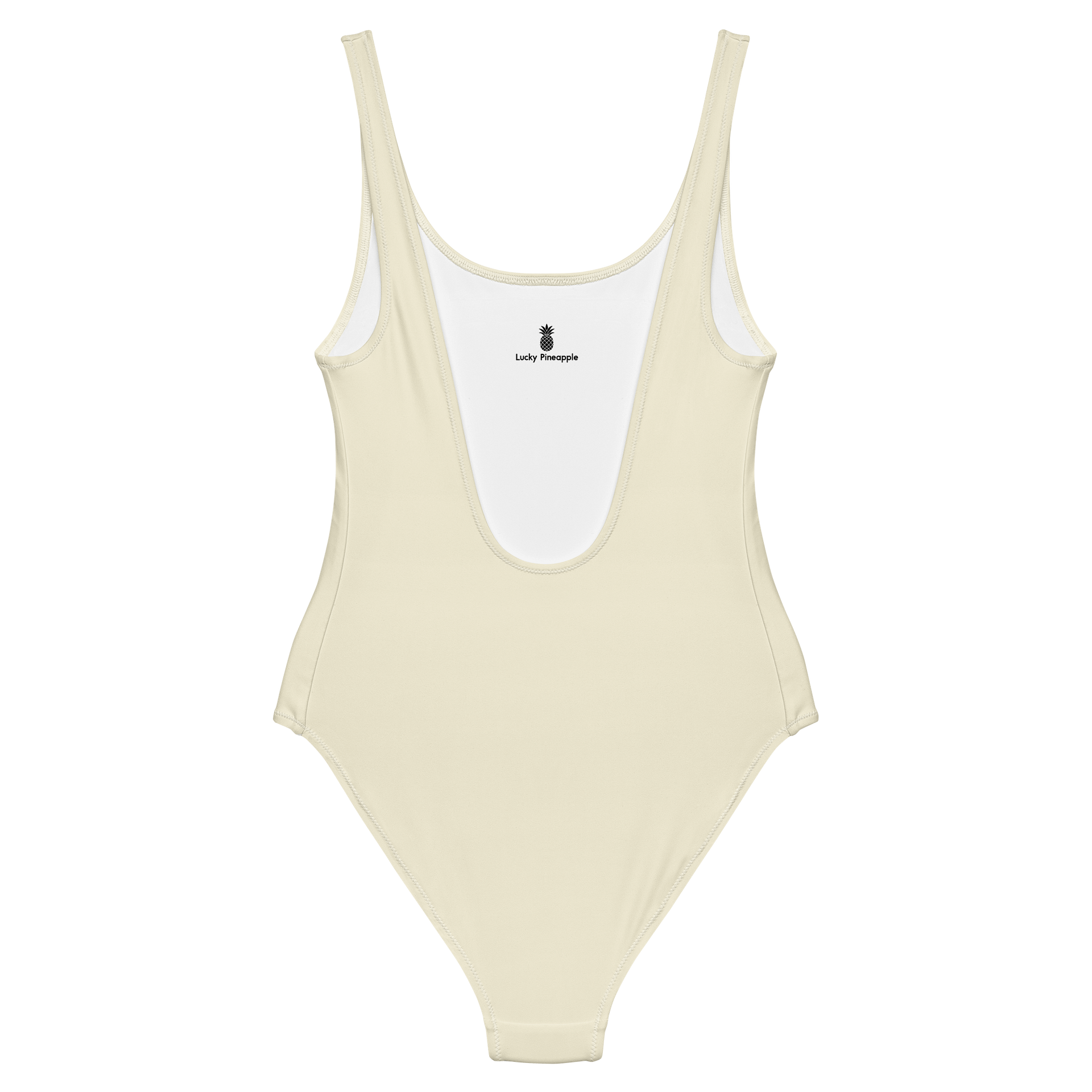 Off White Beige Solid Color Retro Inspired Women's One Piece Swimsuit product image (2)