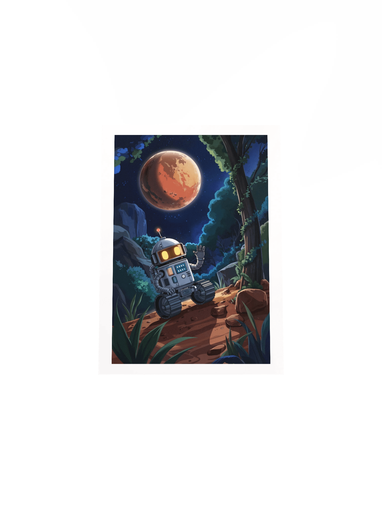 Cosmic Robot Wave Poster – Whimsical Sci-Fi Mars Wall Art product image (5)