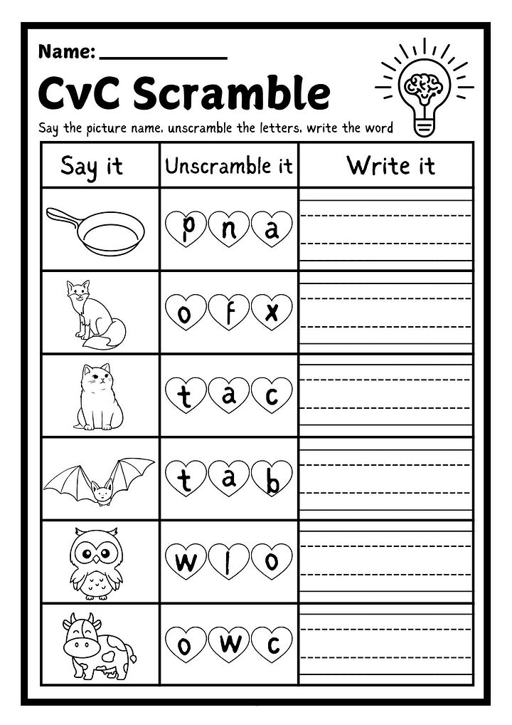 CVC Word Scramble Worksheet for Early Readers product image (2)