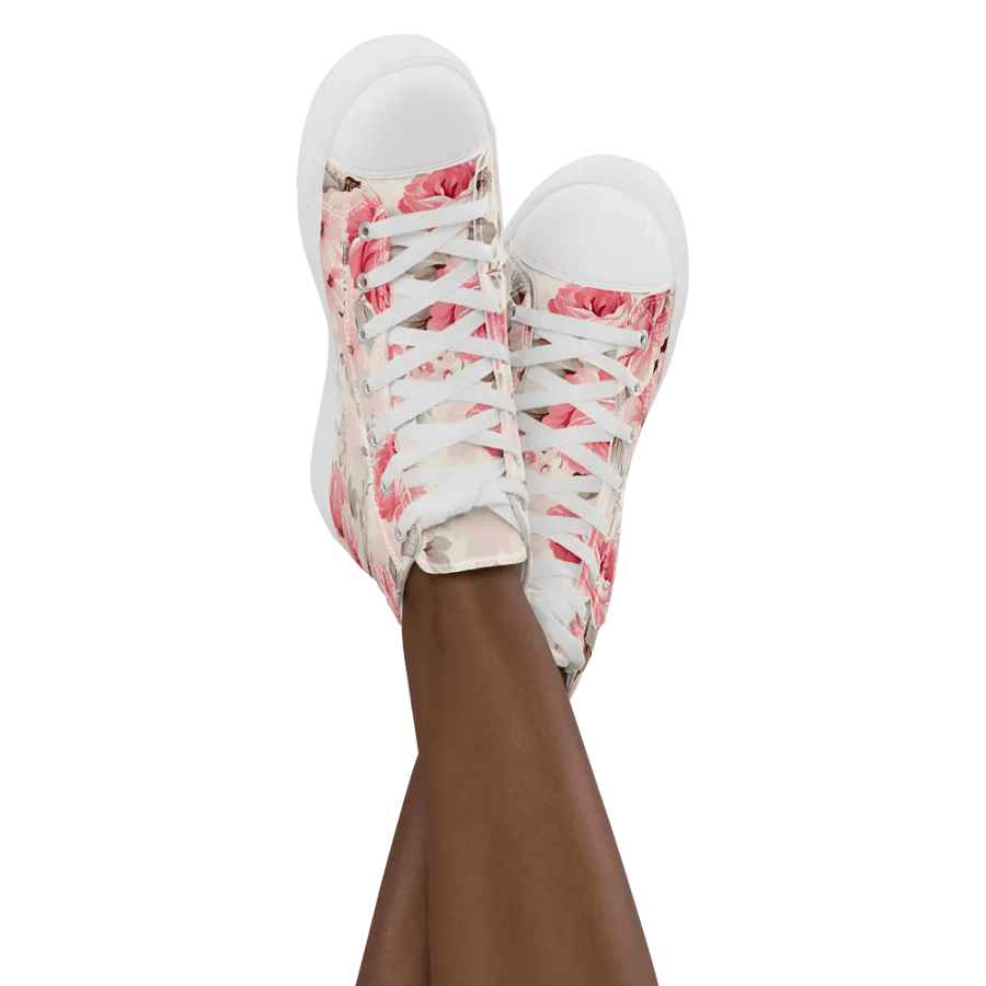 Women's Pink Floral High Top Canvas Shoes product image (5)
