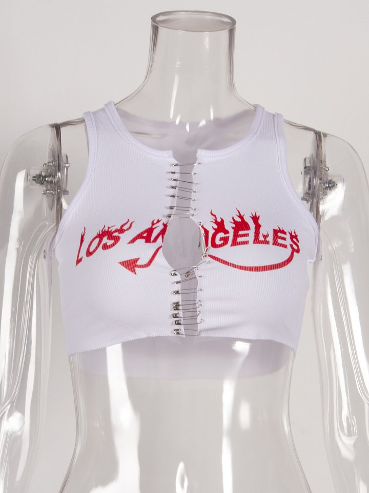 Women'S New Letter Printed Vest Short Simple Temperament Short All-Match Blouse product image (1)