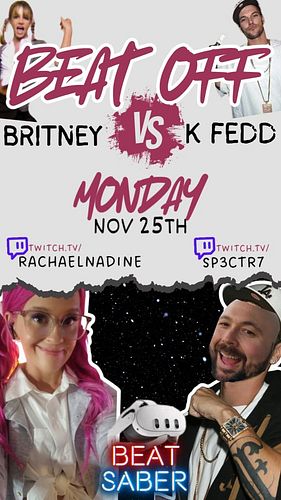 MON 25TH NOV:
Britney vs K Fedd 🎥

Join us live on Twitch as I attempt to annihilate my homie @sp3ctr7gaming in the Britney s...