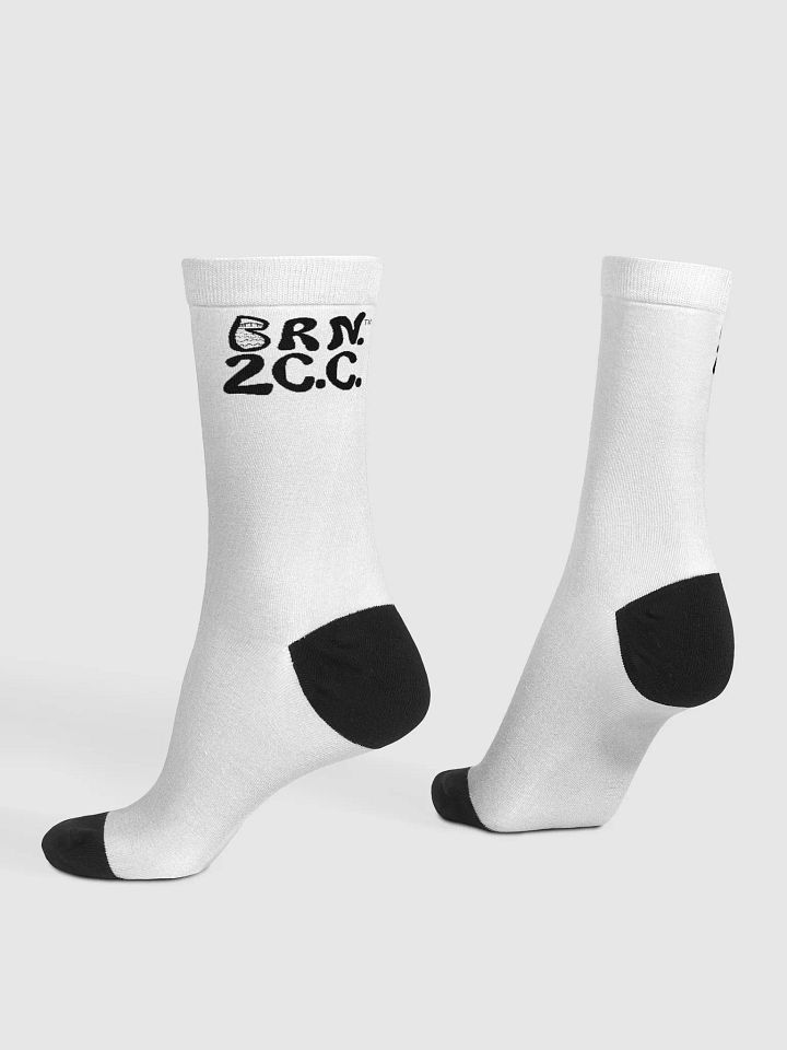 Salty Soles Crew Socks | BRN.2C.C.™ Edition | Black Logo on White product image (1)