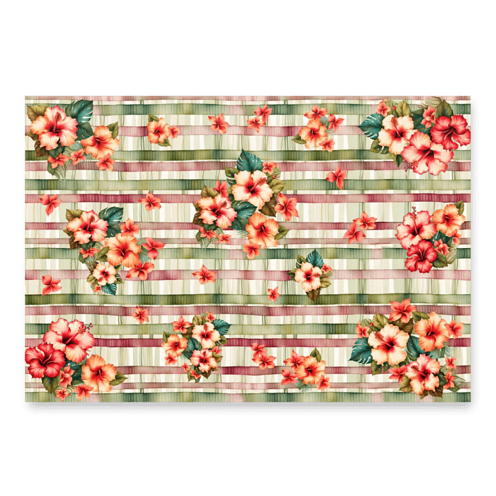 Tropical Christmas Floral and Stripe Wrapping Paper product image (2)