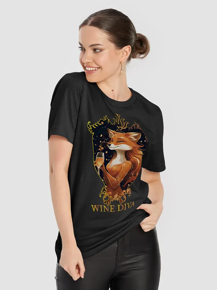 Wine Diva Funny T-Shirt - Elegant Lady Fox with Wine Glass - Perfect Gift for Wine Lovers product image (2)