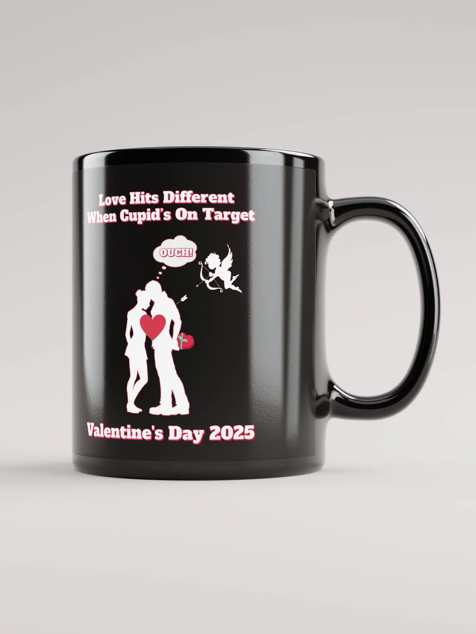 When Cupid's On Target Valentine's Day Black Mug product image (7)