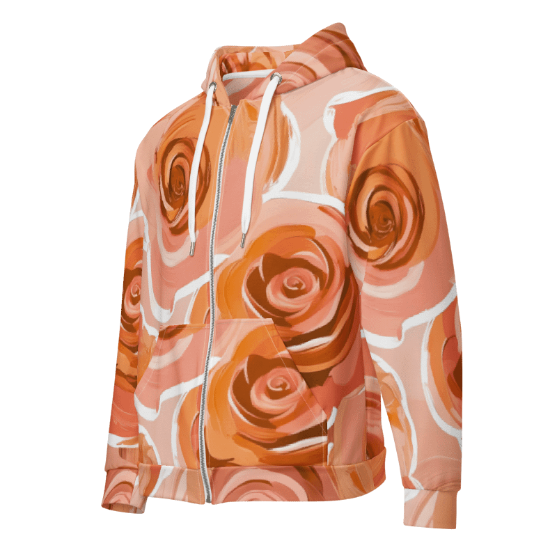 Eco-Friendly All-Over Print Rose Zip Hoodie – Recycled Unisex Fleece Lined Hoodie with Soft Cotton Feel (XS–3XL) product image (6)