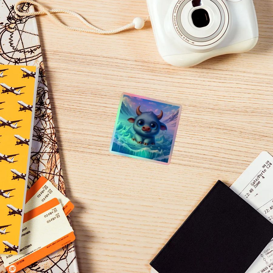 Whimsical Winter Yak Holographic Sticker Set product image (7)