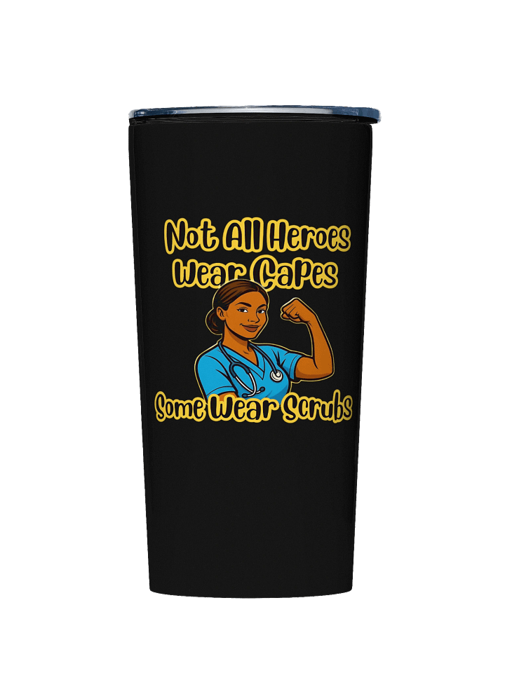 20oz Stainless Steel Black Tumbler | Not All Heroes Wear Capes, Some Wear Scrubs Tumbler – Perfect for Nurse's, Doctor's, Med Students & Healthcare Workers product image (1)