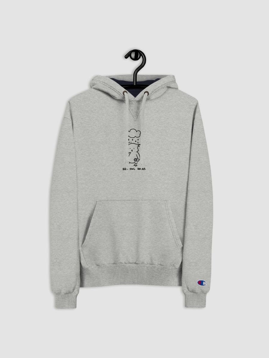 Sad Owl Hours Champion Cotton Max Hoodie (White Embroidered) product image (5)