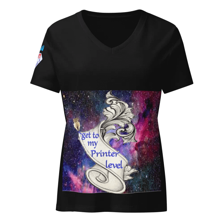 get to my Printer level , Damen-T-Shirt mit entspanntem V-Ausschnitt product image (1)