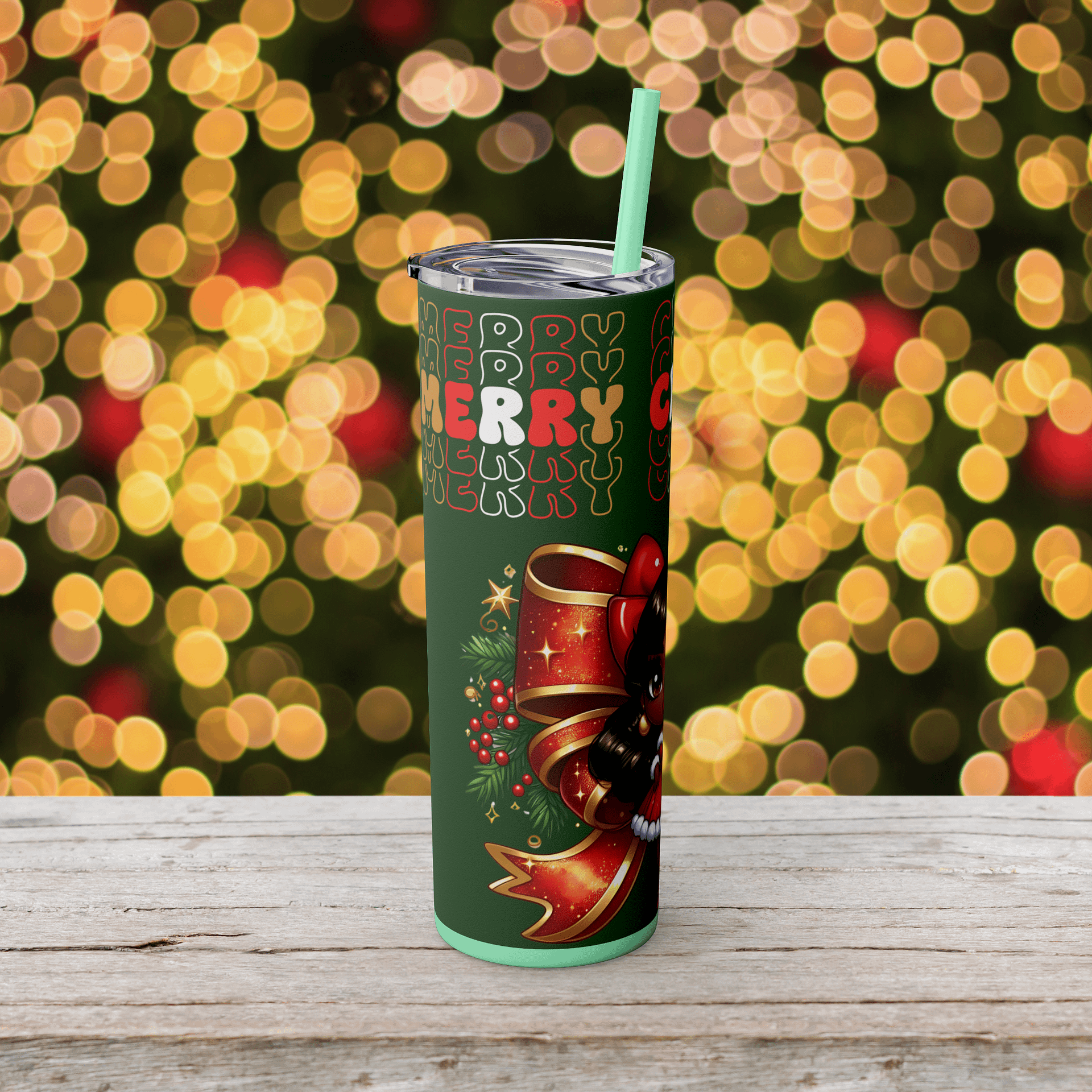 Merry Christmas Chibi PNG • Holiday Bow Girl Clipart • Festive Sublimation Design product image (4)