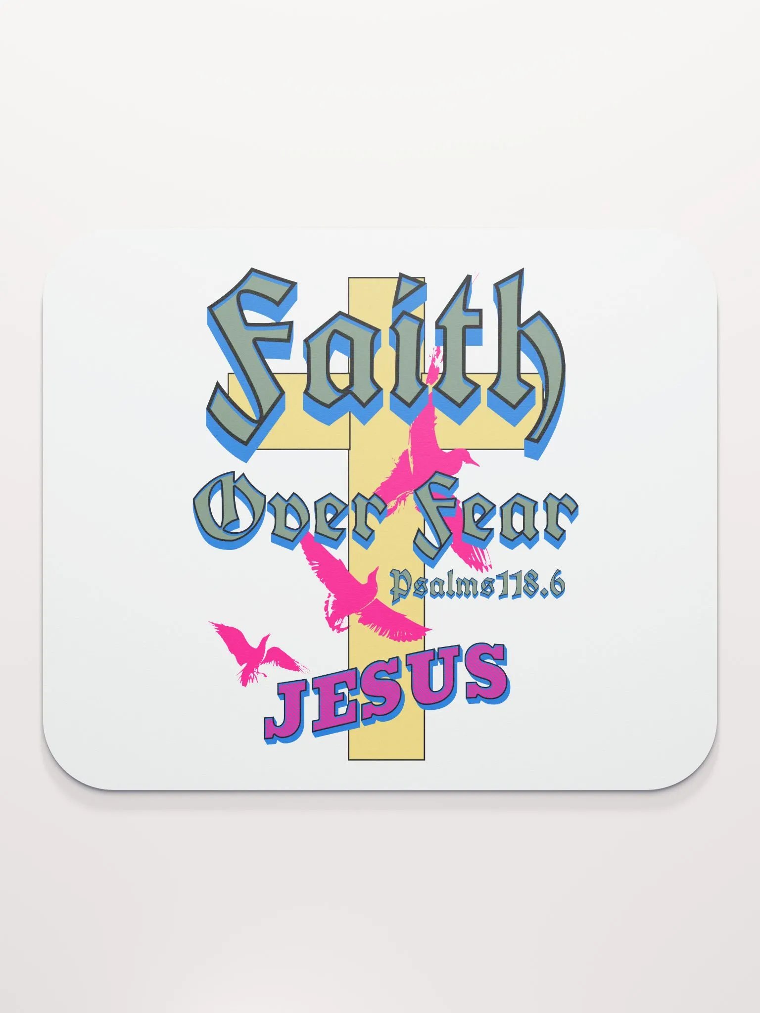 Faith Over Fear Jesus Cross Mouse Pad product image (1)
