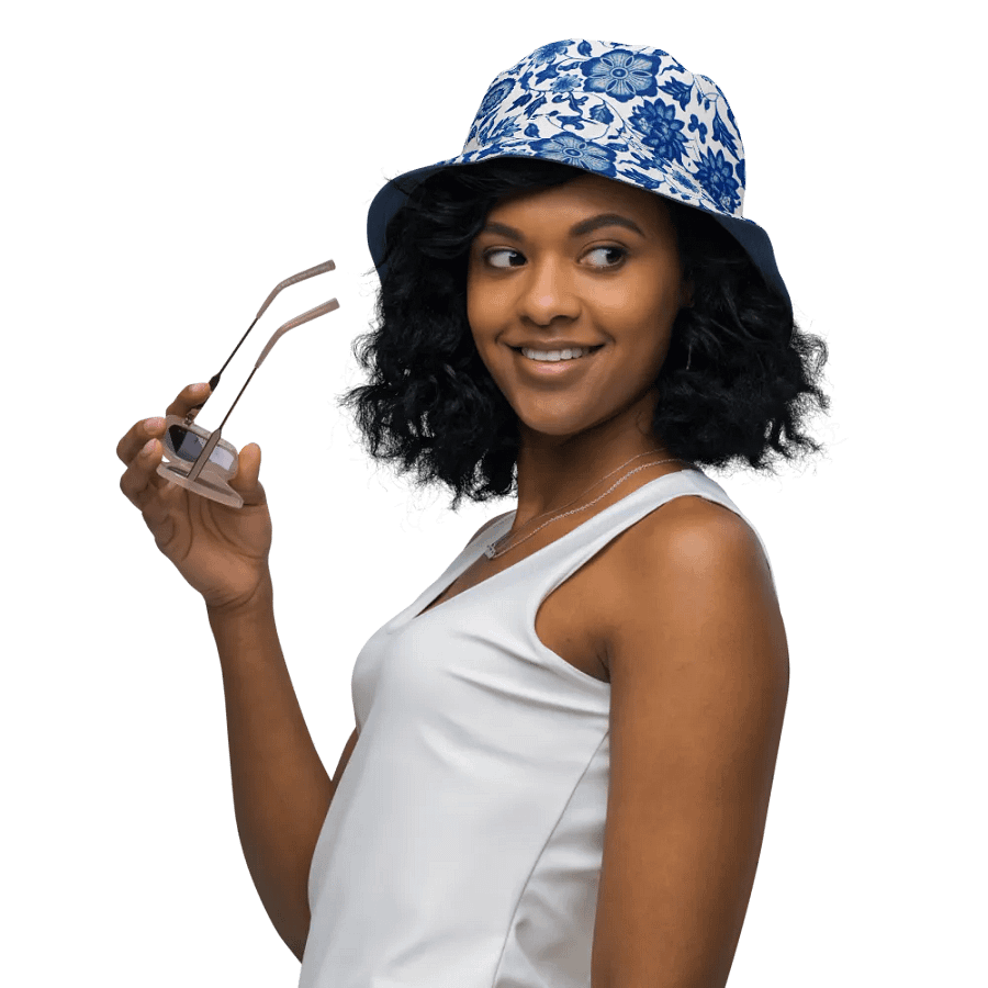 Blue Floral Chinoiserie Reversible Bucket Hat product image (5)