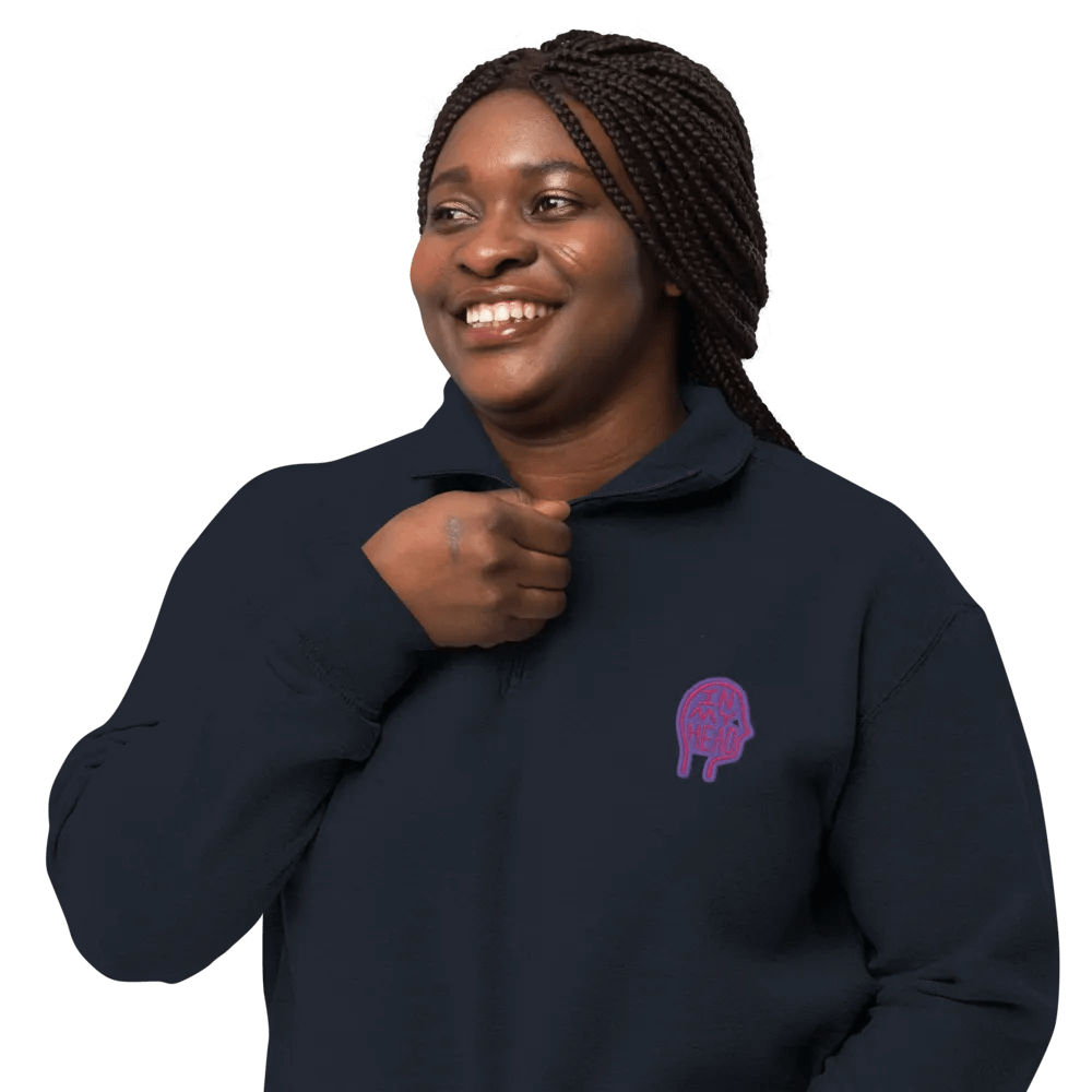 In My Head (berry design) embroidered quarter zip product image (13)