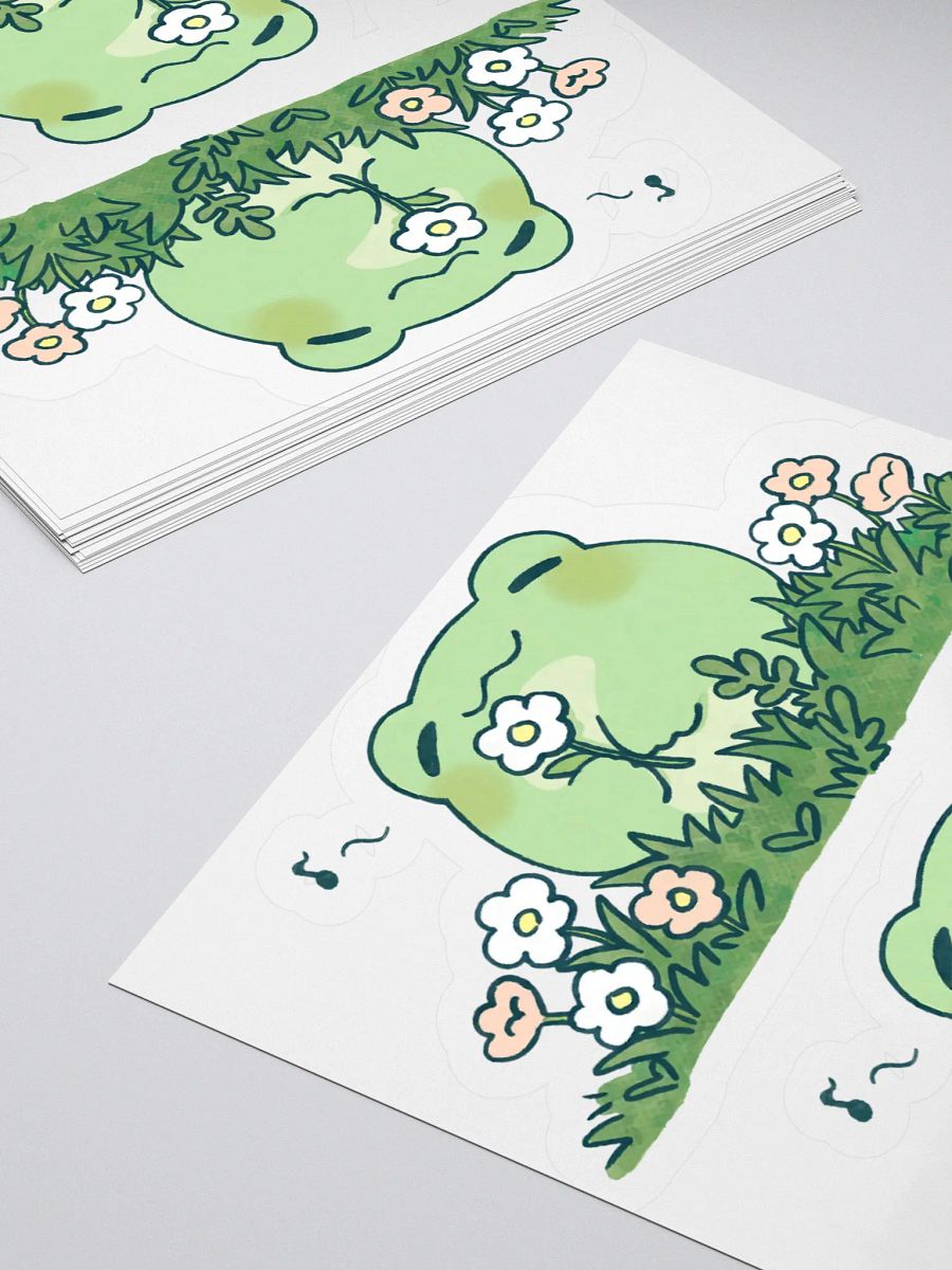 Cute Frog with Flower Sticker - Kawaii Smiling Toad product image (11)