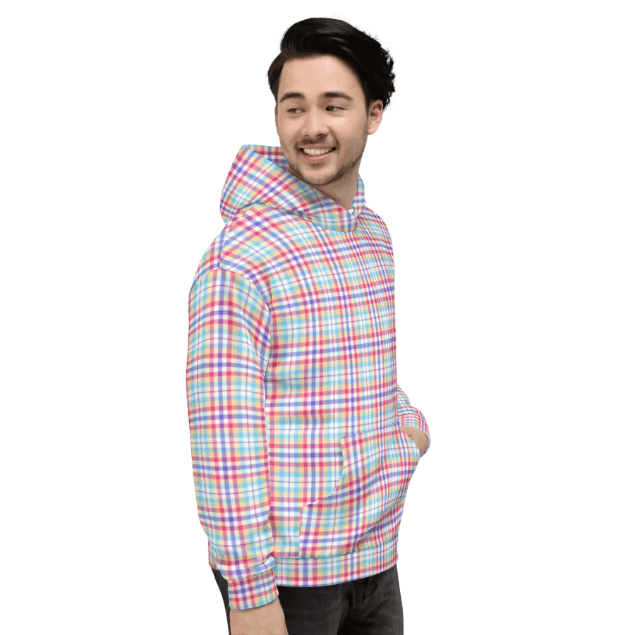 Purple, Pink, and Blue Plaid Hoodie product image (4)