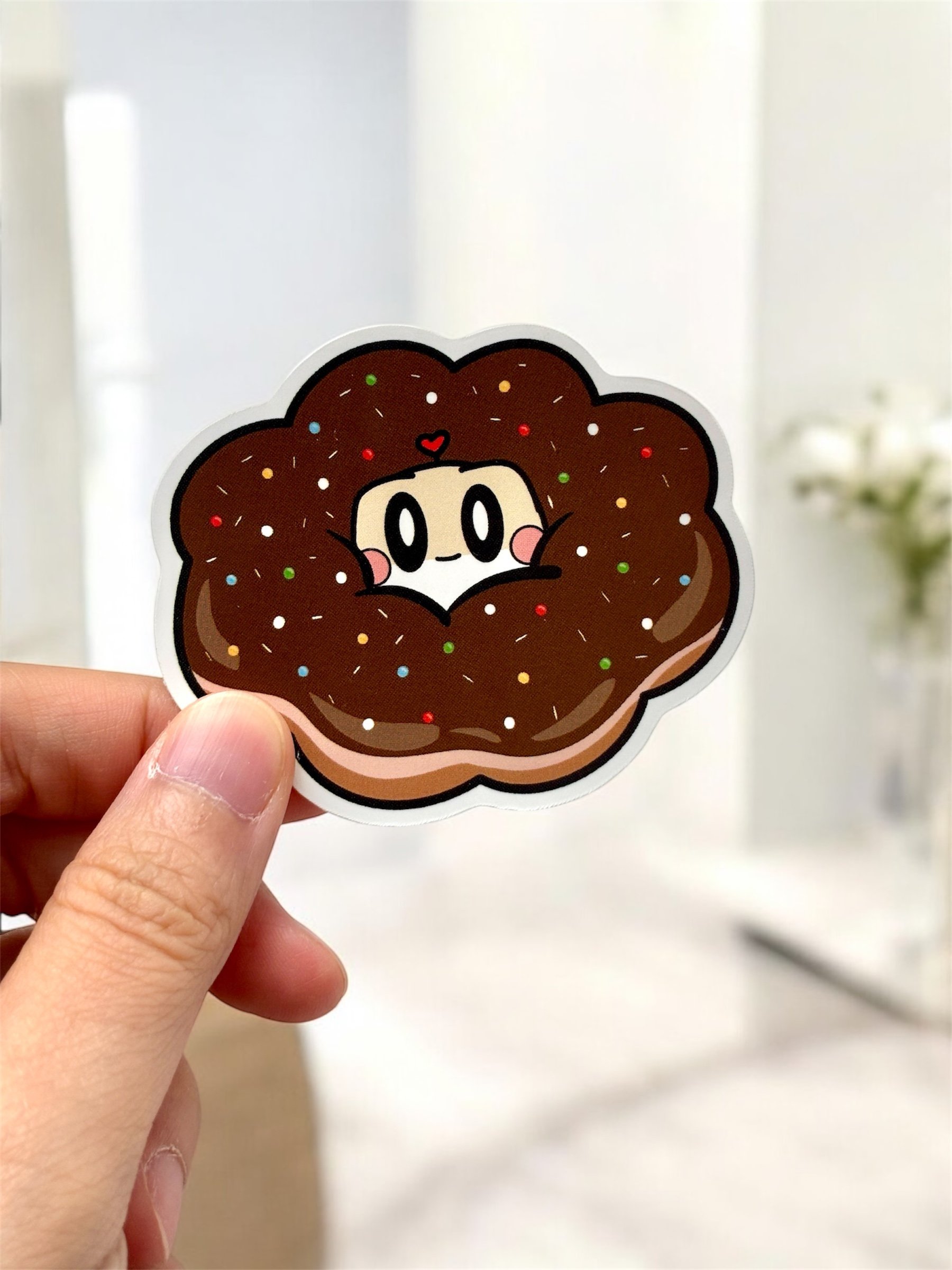 Chocolate Sprinkles Mochi Donut Waterproof Vinyl Sticker product image (1)