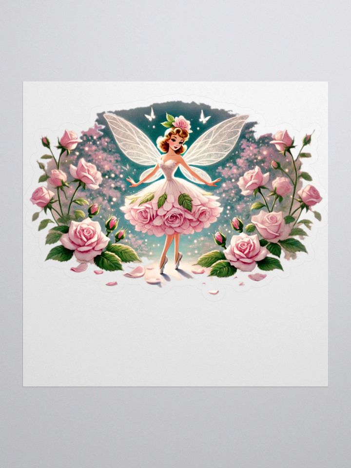 Pink Rose Fairy in a Beautiful Garden Stickers product image (1)