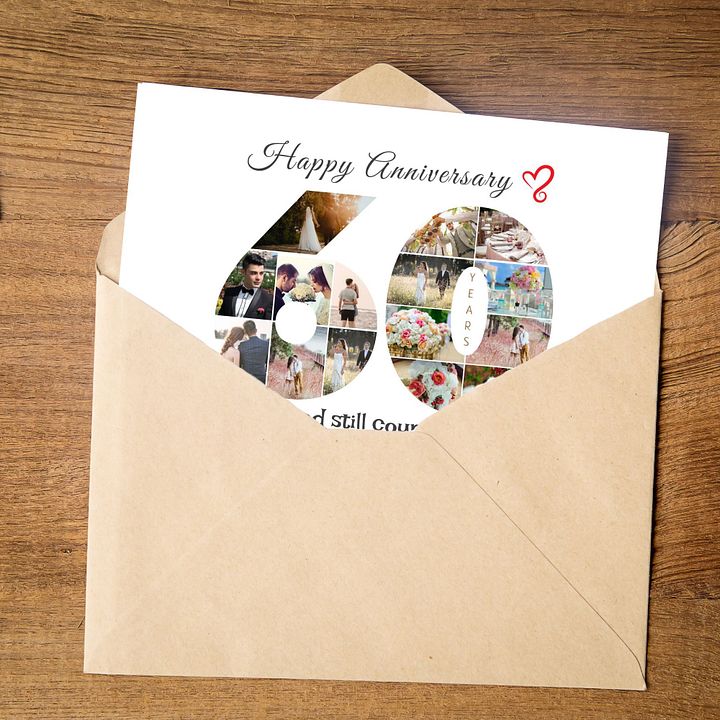 60 Year Anniversary Photo Card Editable Canva Template product image (2)