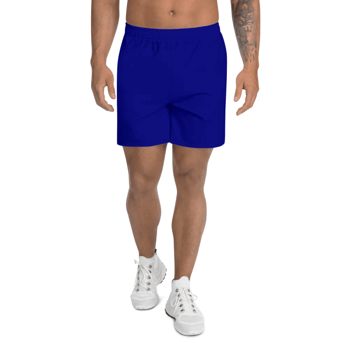 Plain Color Navy Blue Athletic Long Shorts product image (1)