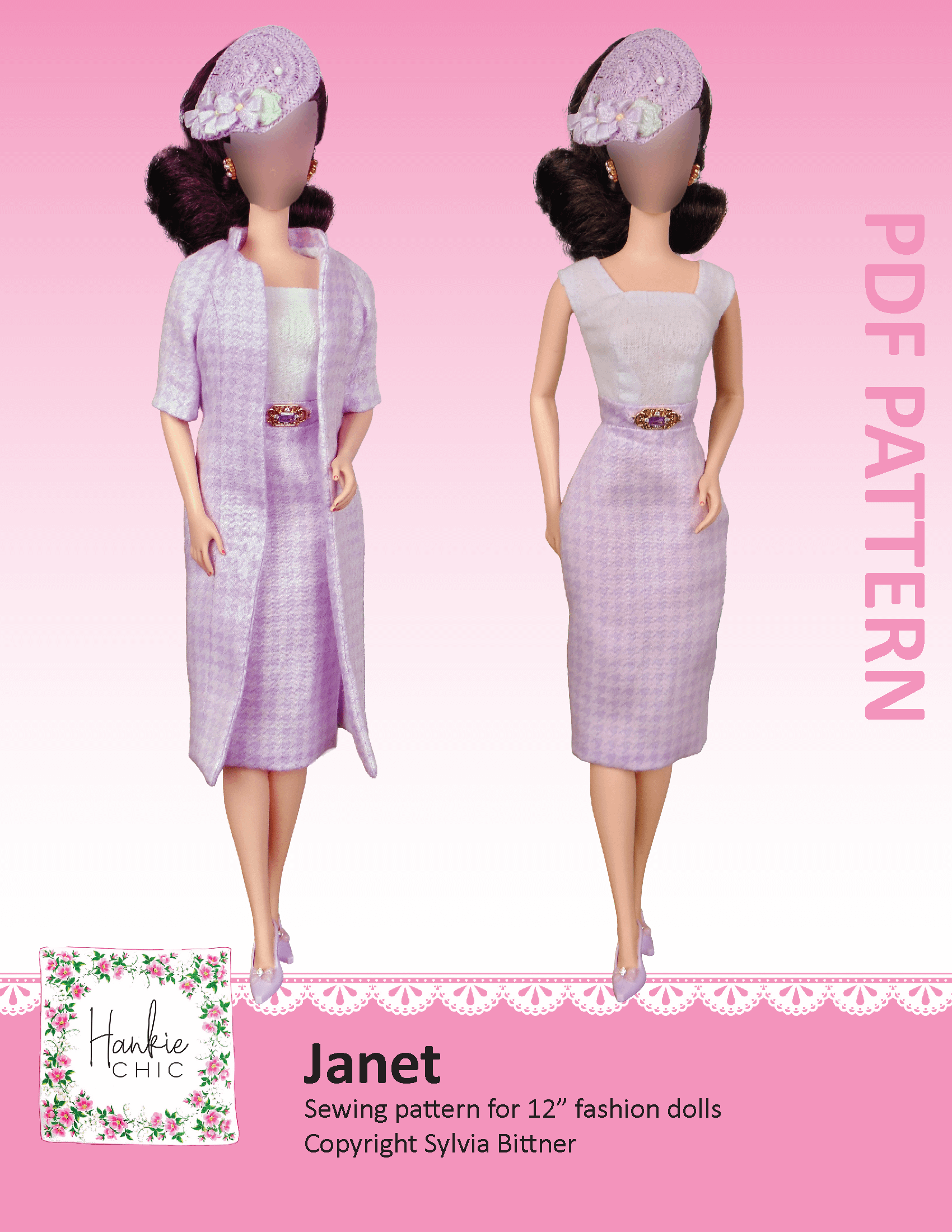 Janet sewing pattern for 12" fashion dolls product image (1)