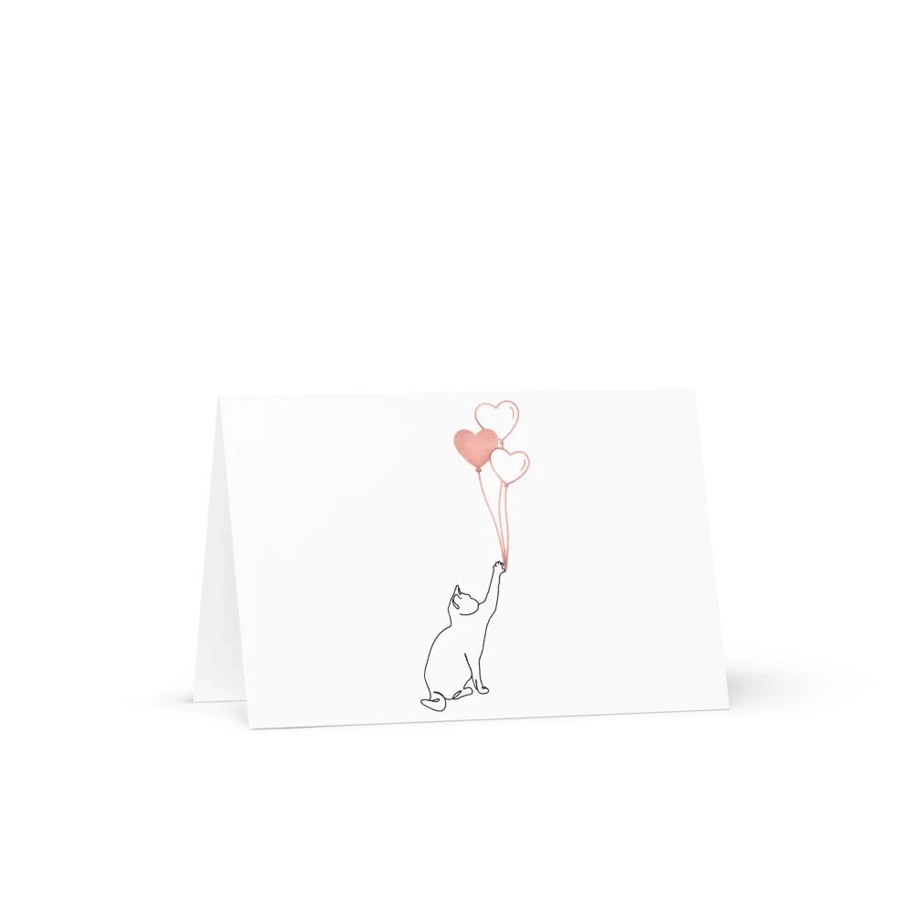Minimalist Valentine Card Couple's Cat and Heart Balloons product image (6)