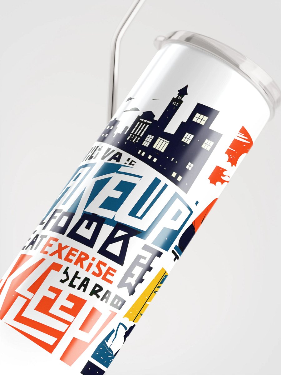 City Life Balance | Wake, Work, Rest Art Steel Tumbler product image (4)