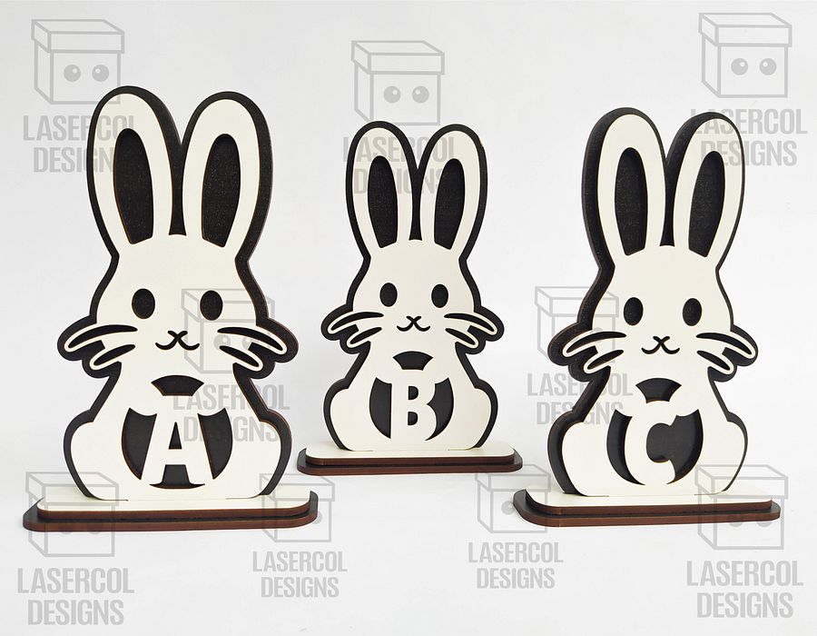 Easter Bunny Monogram Set 2 (3 Sizes) - Laser Cut Files product image (6)
